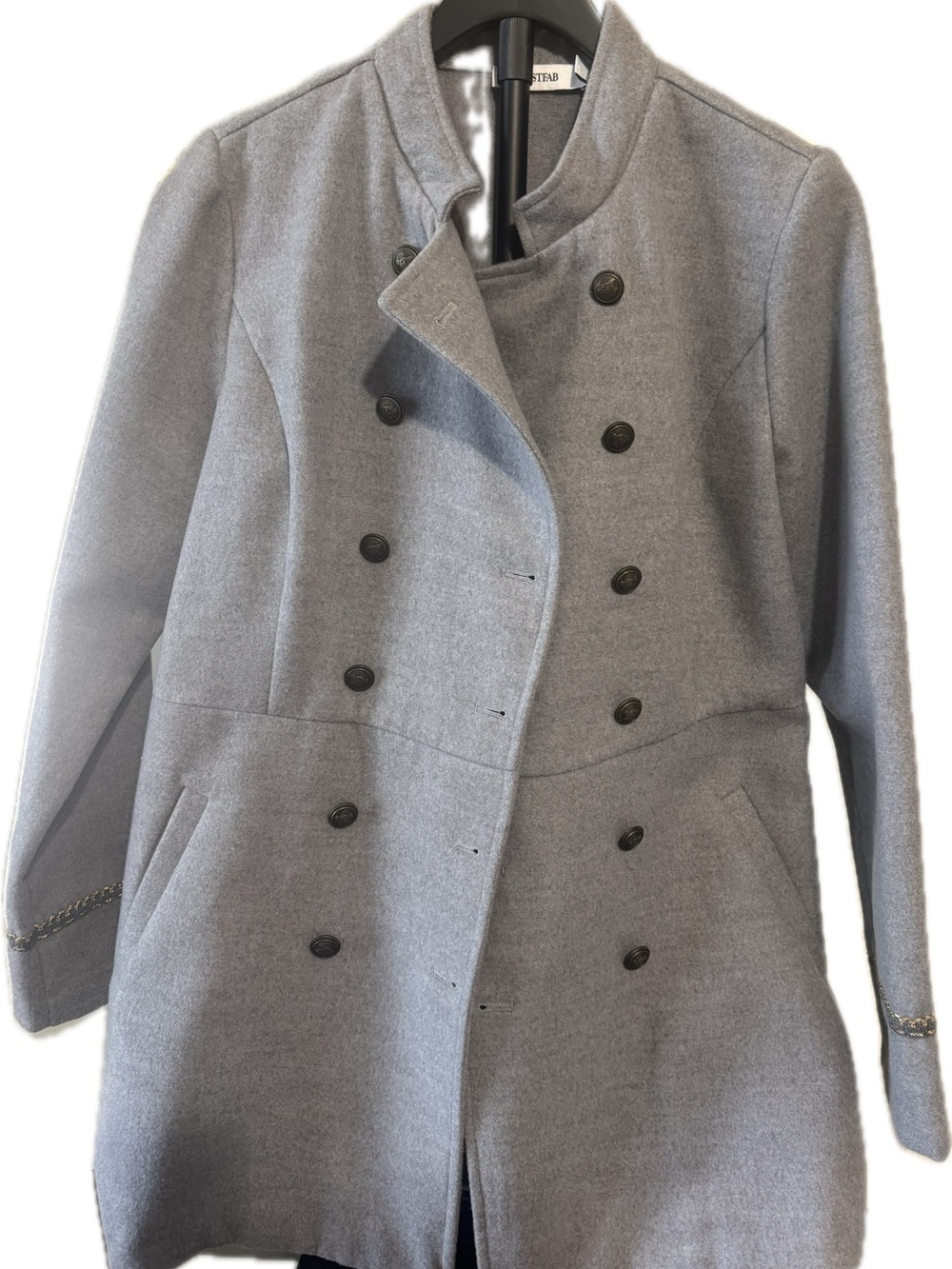 JustFab Gray Double-Breasted Pea Coat